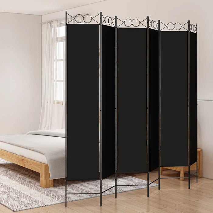 Paravan de cameră cu 6 panouri, negru, 240x220 cm, textil - WALTI WALTI