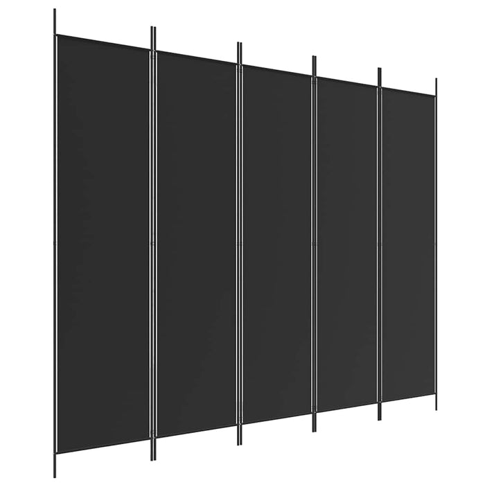 Paravan de cameră cu 5 panouri, negru, 250x200 cm, textil - WALTI WALTI