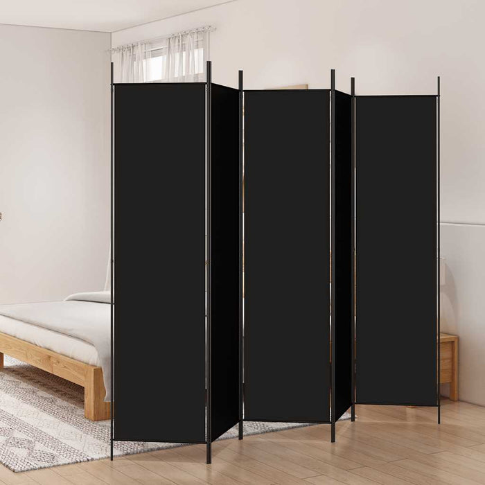 Paravan de cameră cu 5 panouri, negru, 250x200 cm, textil - WALTI WALTI