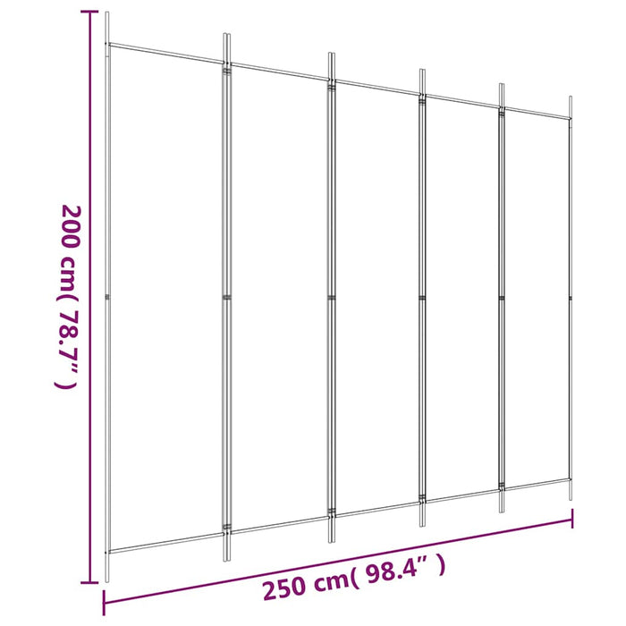 Paravan de cameră cu 5 panouri, negru, 250x200 cm, textil - WALTI WALTI