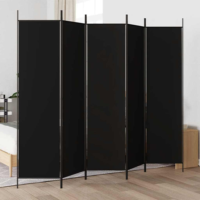 Paravan de cameră cu 5 panouri, negru, 250x200 cm, textil - WALTI WALTI