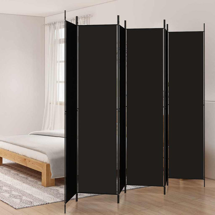 Paravan de cameră cu 6 panouri, negru, 300x220 cm, textil - WALTI WALTI