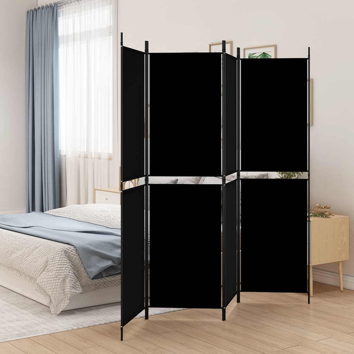 Paravan de cameră cu 4 panouri, negru, 200 x 180 cm, textil - WALTI WALTI