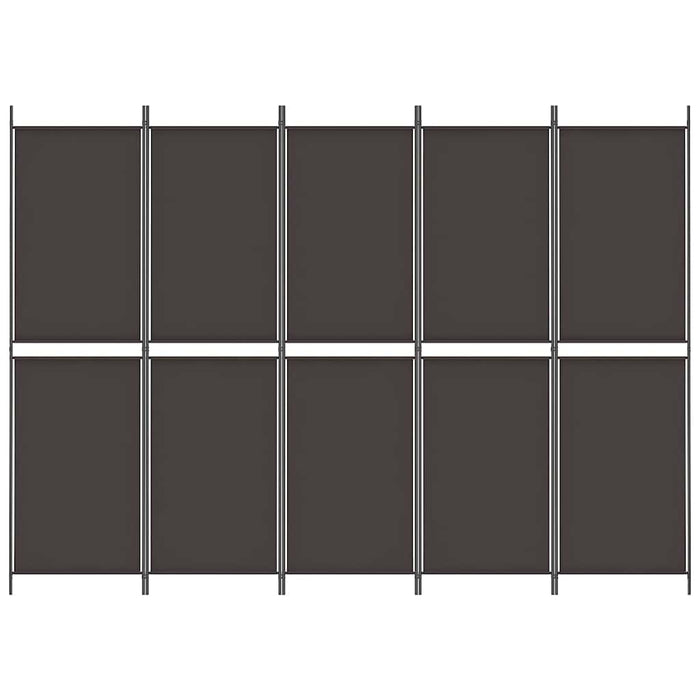 Paravan de cameră cu 5 panouri, maro, 250 x 180 cm, textil WALTI