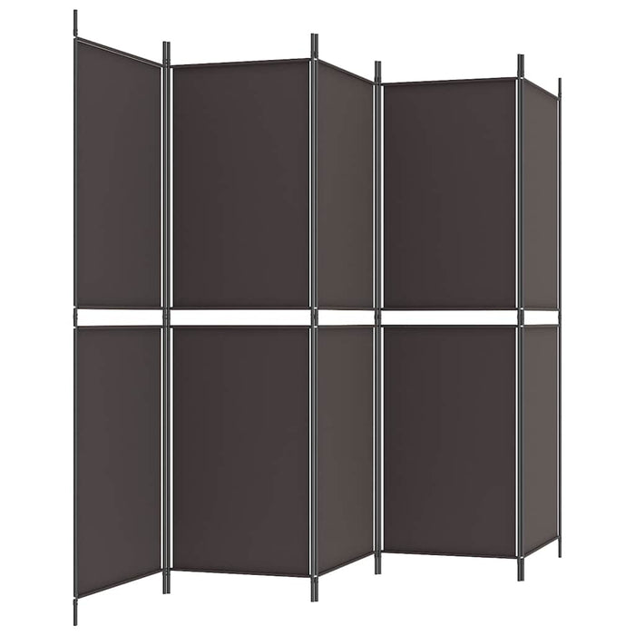 Paravan de cameră cu 5 panouri, maro, 250 x 180 cm, textil WALTI
