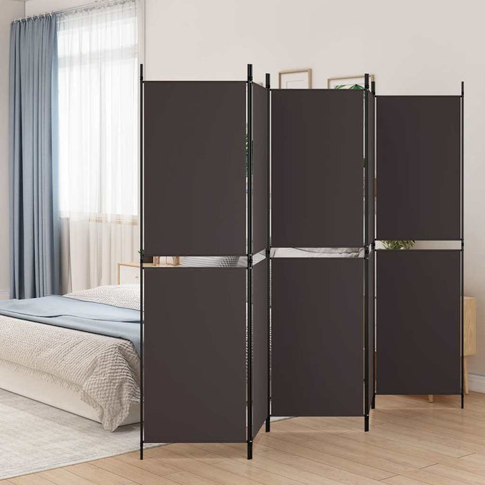 Paravan de cameră cu 5 panouri, maro, 250 x 180 cm, textil WALTI