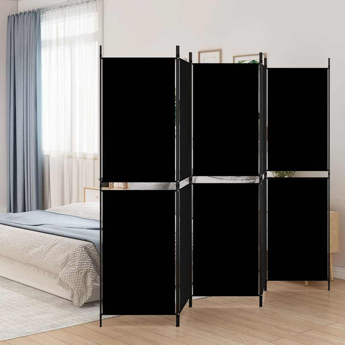 Paravan de cameră cu 5 panouri, negru, 250 x 180 cm, textil - WALTI WALTI