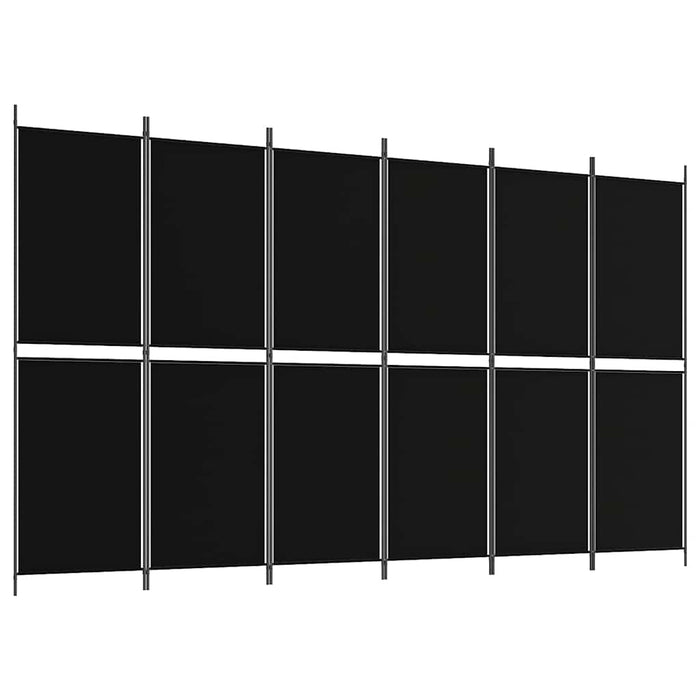 Paravan de cameră cu 6 panouri, negru, 300 x 180 cm, textil - WALTI WALTI