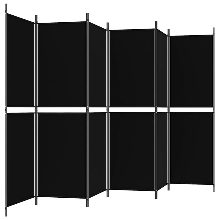 Paravan de cameră cu 6 panouri, negru, 300 x 180 cm, textil - WALTI WALTI