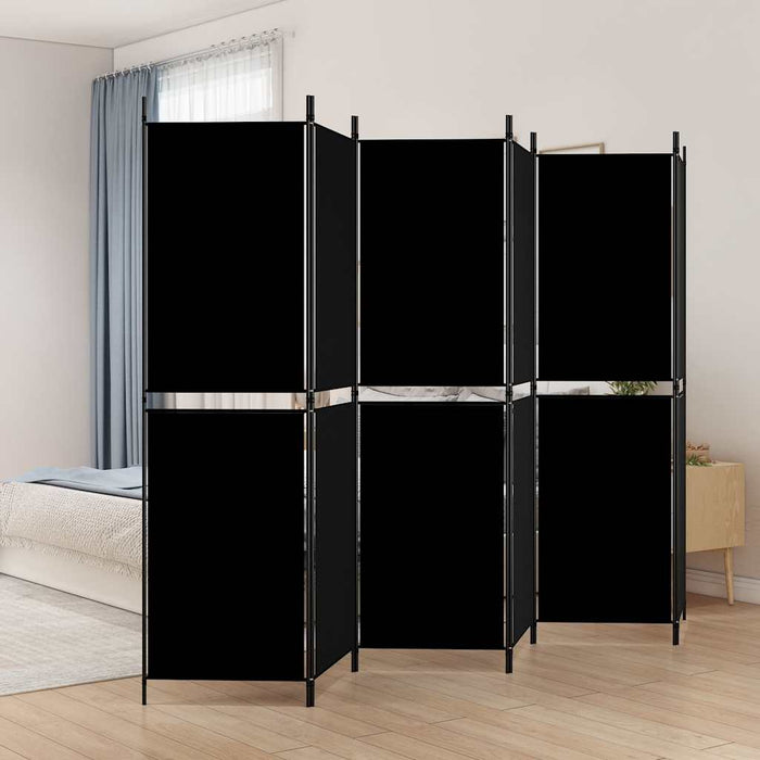 Paravan de cameră cu 6 panouri, negru, 300 x 180 cm, textil - WALTI WALTI