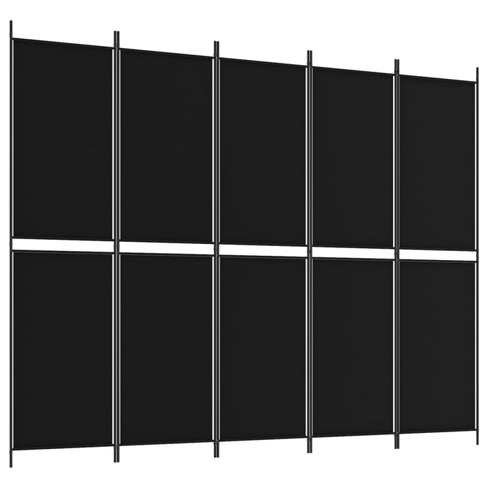 Paravan de cameră cu 5 panouri, negru, 250x200 cm, textil - WALTI WALTI