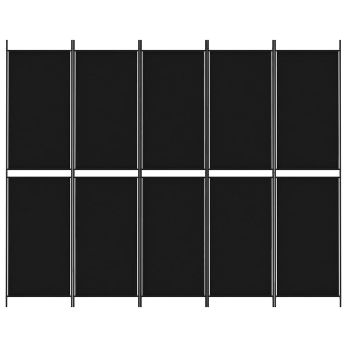 Paravan de cameră cu 5 panouri, negru, 250x200 cm, textil - WALTI WALTI