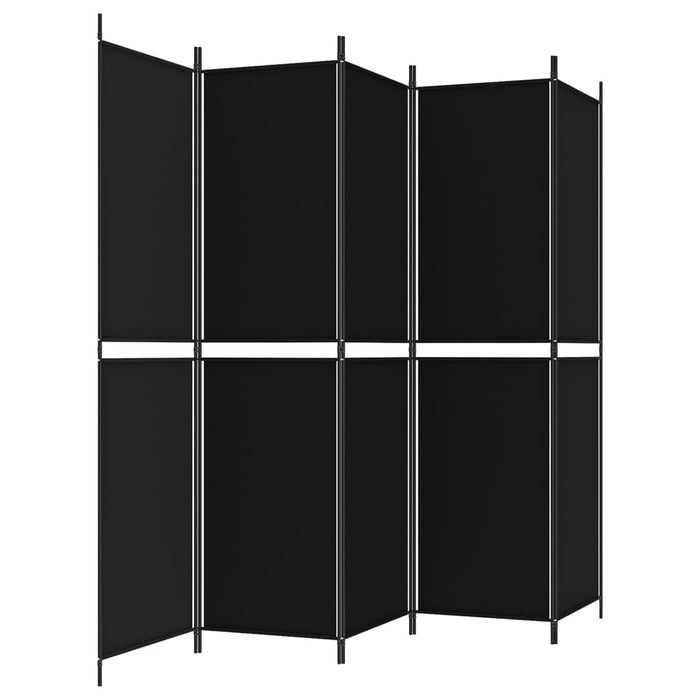 Paravan de cameră cu 5 panouri, negru, 250x200 cm, textil - WALTI WALTI