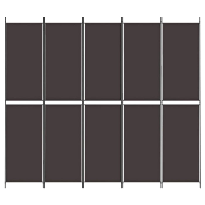 Paravan de cameră cu 5 panouri maro 250x220 cm material textil WALTI