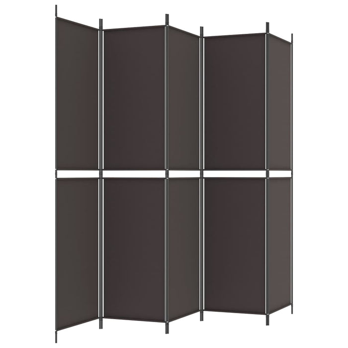 Paravan de cameră cu 5 panouri maro 250x220 cm material textil WALTI