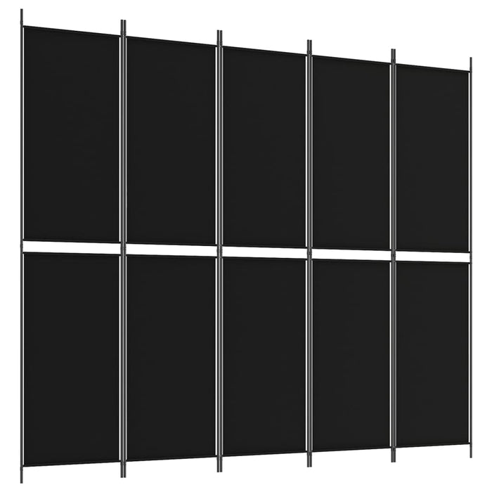 Paravan de cameră cu 5 panouri, negru, 250x220 cm, textil - WALTI WALTI