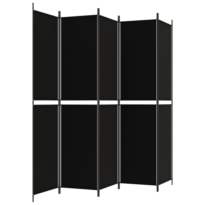 Paravan de cameră cu 5 panouri, negru, 250x220 cm, textil - WALTI WALTI