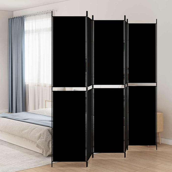Paravan de cameră cu 5 panouri, negru, 250x220 cm, textil - WALTI WALTI