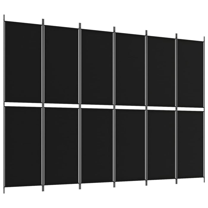 Paravan de cameră cu 6 panouri, negru, 300x220 cm, textil - WALTI WALTI