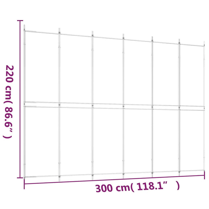 Paravan de cameră cu 6 panouri, negru, 300x220 cm, textil - WALTI WALTI
