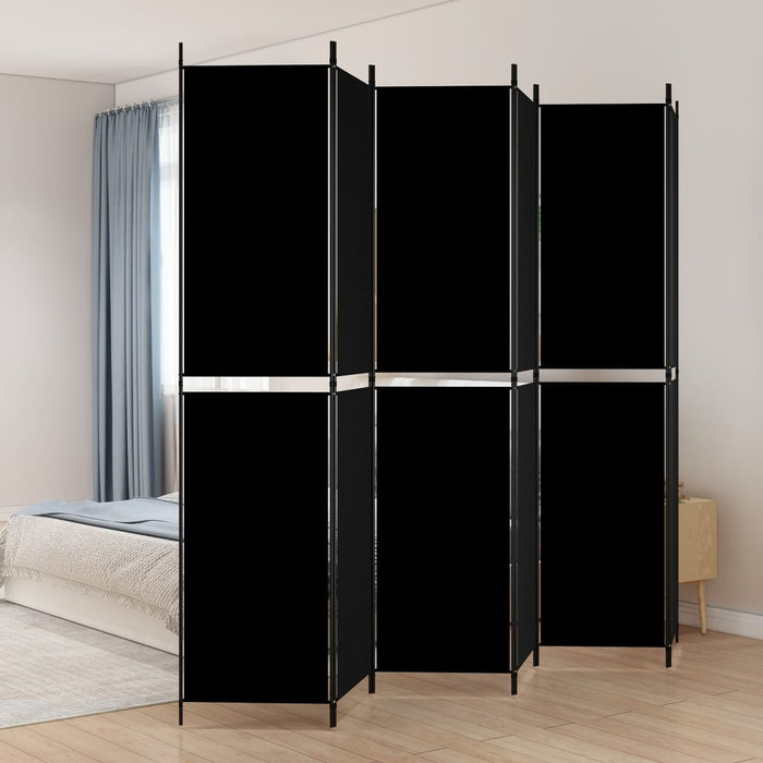 Paravan de cameră cu 6 panouri, negru, 300x220 cm, textil - WALTI WALTI