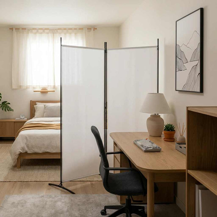 Paravan de cameră cu 2 panouri, alb, 175x180 cm, textil WALTI