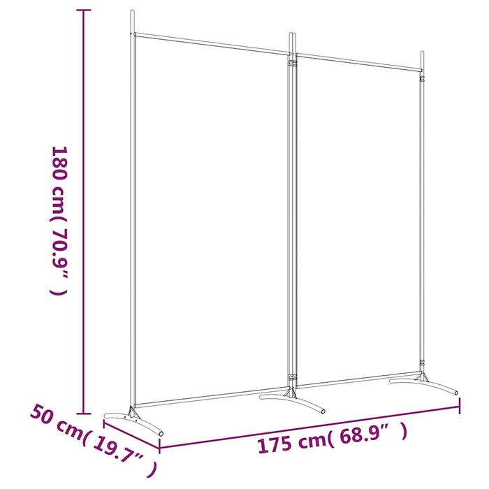 Paravan de cameră cu 2 panouri, maro, 175x180 cm, textil - WALTI WALTI