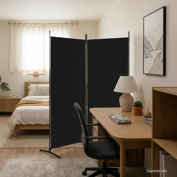 Paravan de cameră cu 2 panouri, negru, 175x180 cm, textil - WALTI WALTI