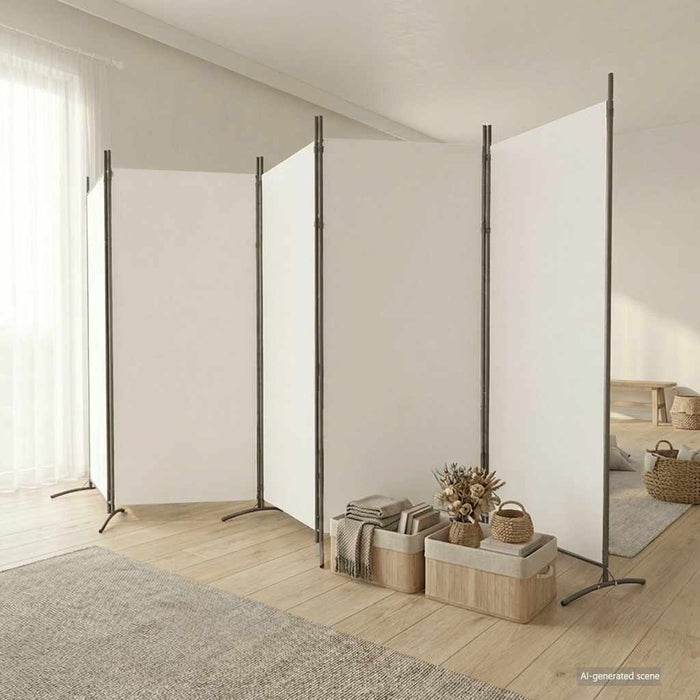 Paravan de cameră cu 5 panouri, Alb, 433x180 cm, textil WALTI