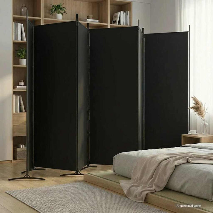Paravan de cameră cu 6 panouri, negru, 520x180 cm, textil - WALTI WALTI