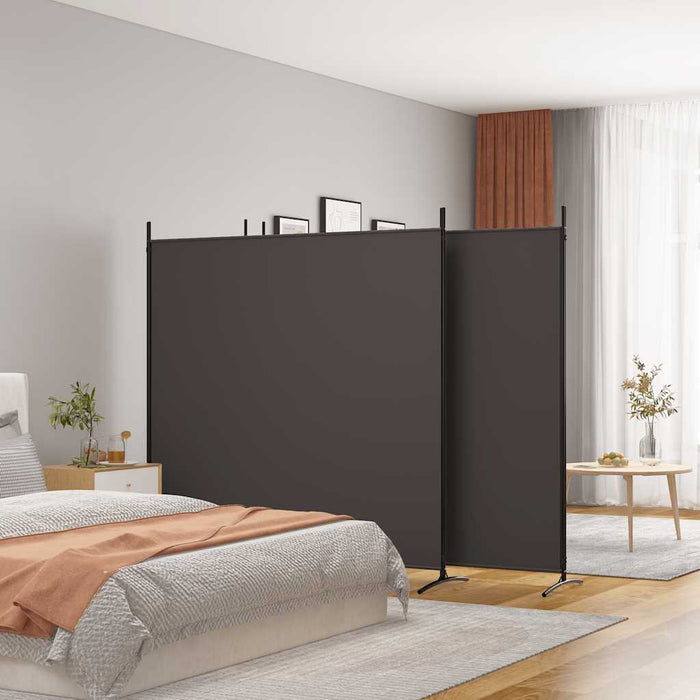 Paravan de cameră cu 4 panouri, maro, 698x180 cm, textil WALTI