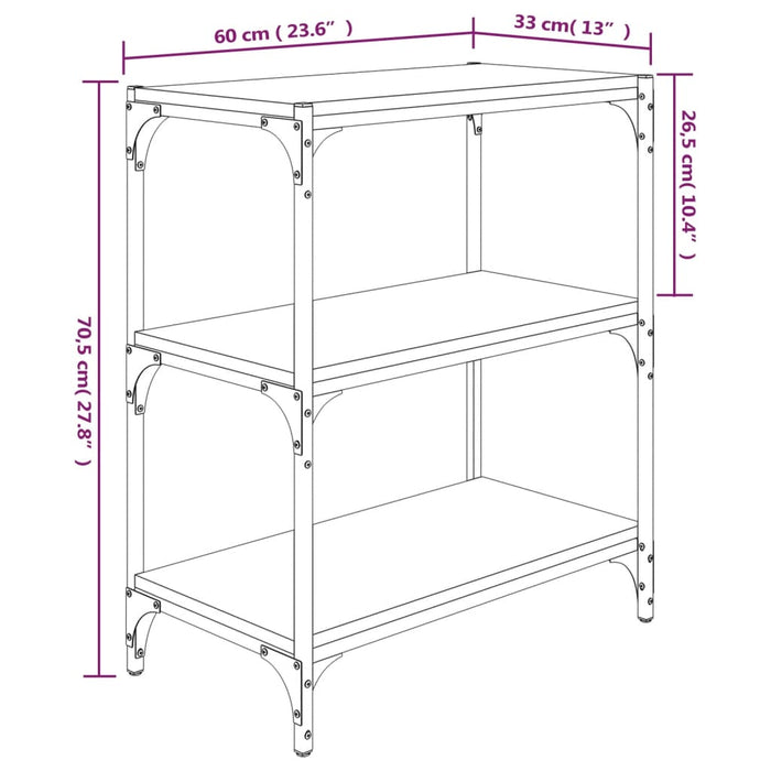 Raft cărți stejar fumuriu 60x33x70,5 cm, lemn prelucrat și oțel - WALTI WALTI