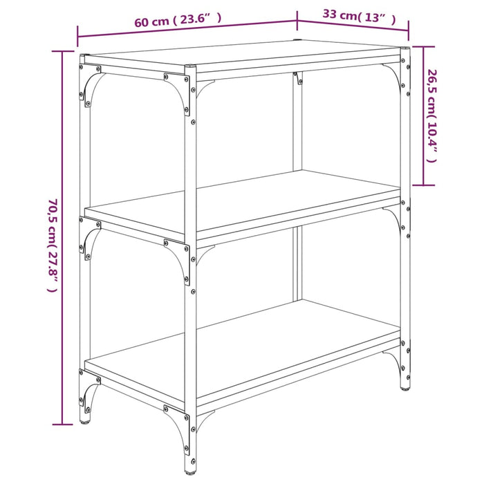 Raft de cărți stejar maro 60x33x70,5 cm, lemn prelucrat și oțel WALTI