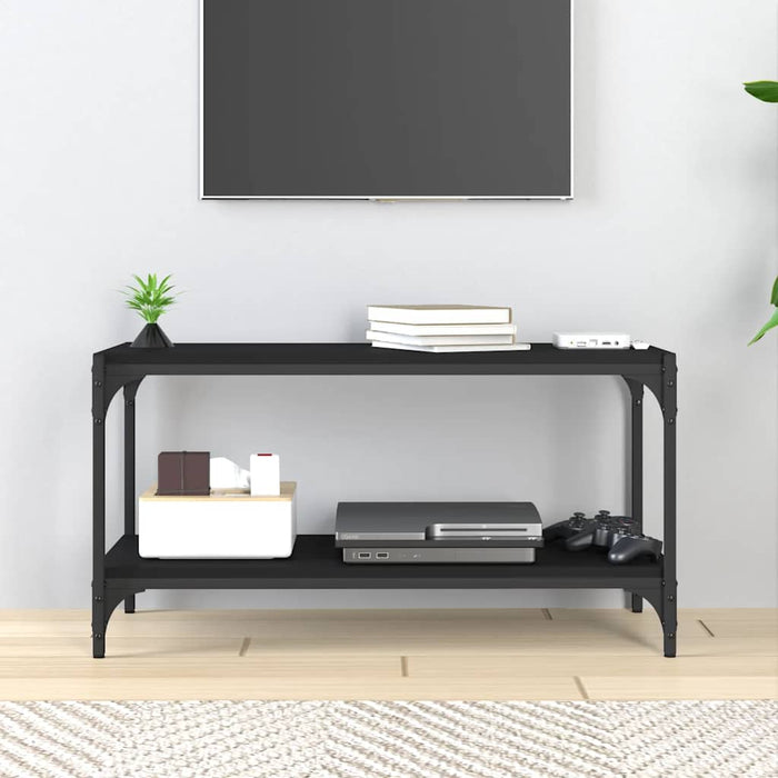 Comodă TV, negru, 80x33x41 cm, lemn prelucrat și oțel - WALTI WALTI