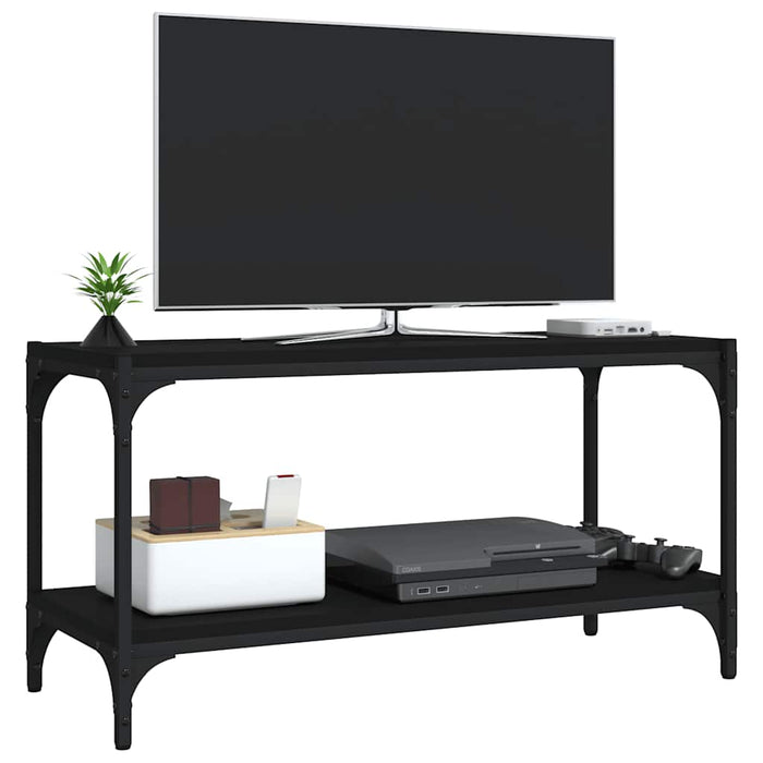Comodă TV, negru, 80x33x41 cm, lemn prelucrat și oțel - WALTI WALTI