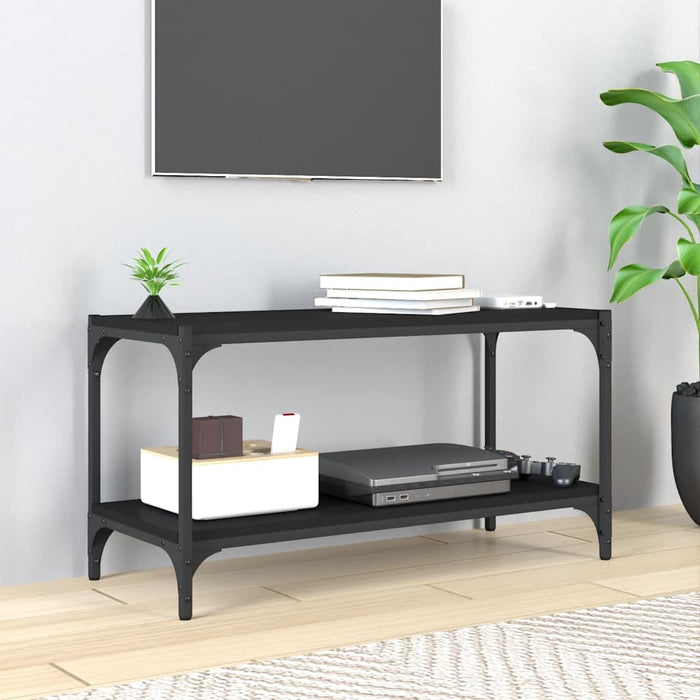 Comodă TV, negru, 80x33x41 cm, lemn prelucrat și oțel - WALTI WALTI