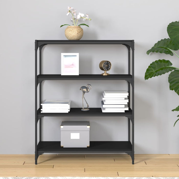 Bibliotecă, negru, 80x33x100 cm, lemn prelucrat și oțel WALTI