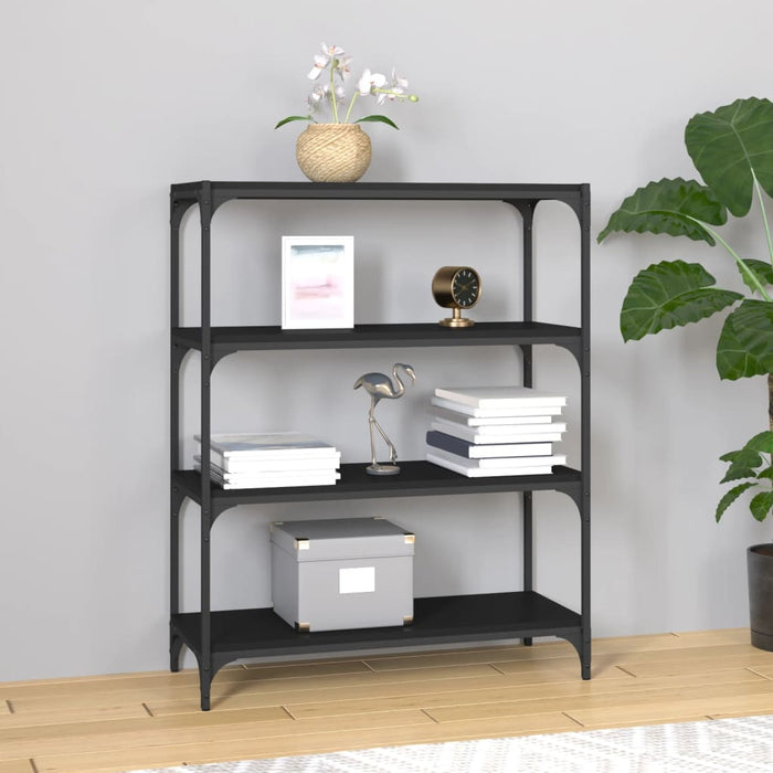 Bibliotecă, negru, 80x33x100 cm, lemn prelucrat și oțel WALTI