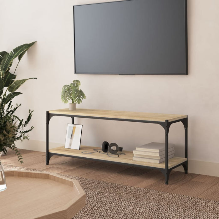 Comodă TV, stejar sonoma, 100x33x41 cm, lemn prelucrat și oțel - WALTI WALTI