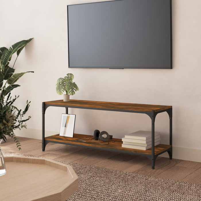 Comodă TV, stejar fumuriu, 100x33x41 cm, lemn prelucrat și oțel - WALTI WALTI