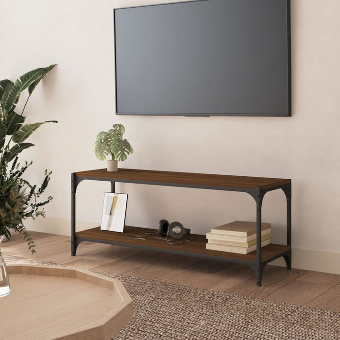 Comodă TV, stejar maro, 100x33x41 cm, lemn prelucrat și oțel WALTI