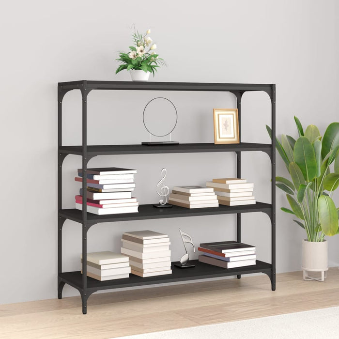 Bibliotecă, negru, 100x33x100 cm, lemn prelucrat și oțel WALTI