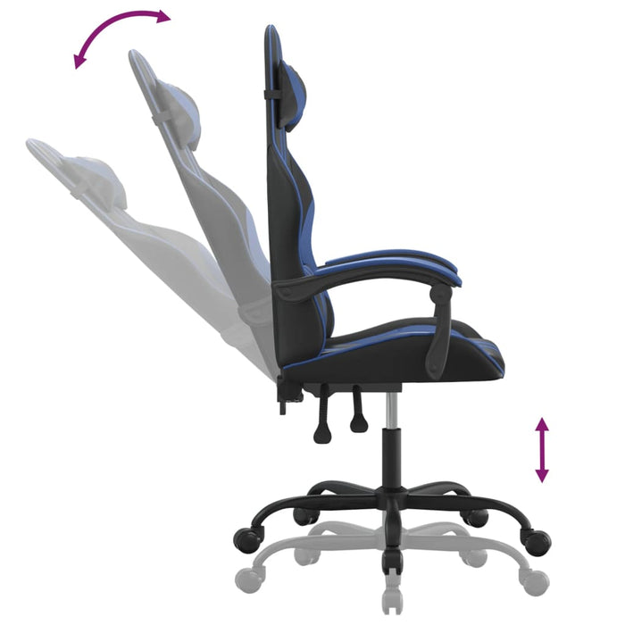Scaun de gaming pivotant, negru și albastru, piele ecologică - WALTI WALTI