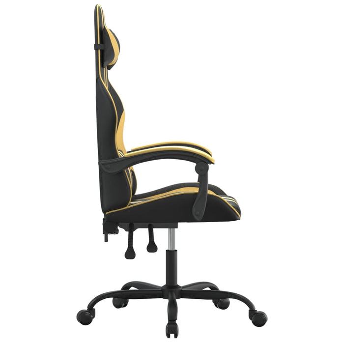 Scaun de gaming pivotant, negru și auriu, piele ecologică - WALTI WALTI