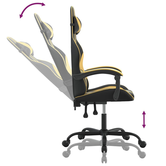 Scaun de gaming pivotant, negru și auriu, piele ecologică - WALTI WALTI