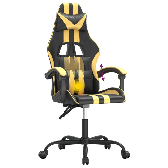 Scaun de gaming pivotant, negru și auriu, piele ecologică - WALTI WALTI