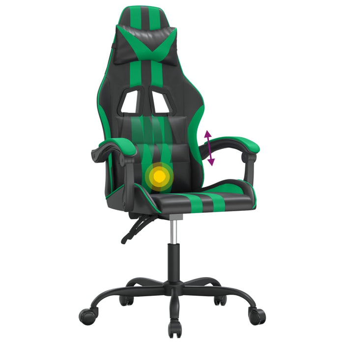 Scaun de gaming pivotant, negru și verde, piele ecologică - WALTI WALTI