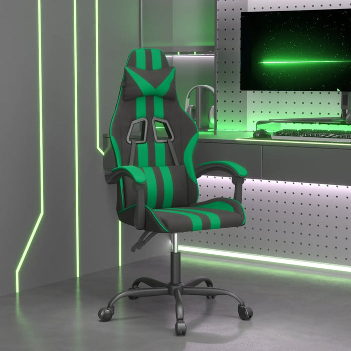 Scaun de gaming pivotant, negru și verde, piele ecologică - WALTI WALTI