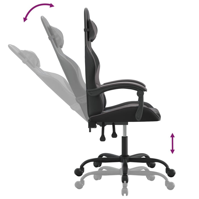Scaun de gaming pivotant, negru și gri, piele ecologică - WALTI WALTI