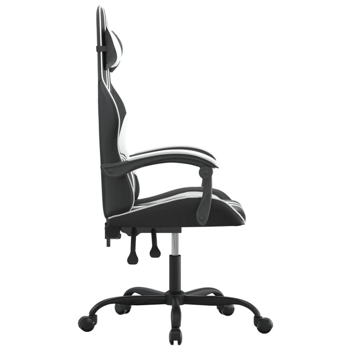 Scaun de gaming pivotant, negru și alb, piele ecologică - WALTI WALTI
